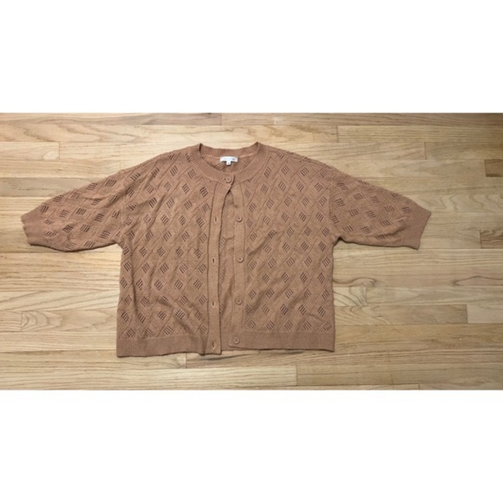 DAILY‎ THREAD pink diamond pointelle knit short sleeve cardigan womens 2X